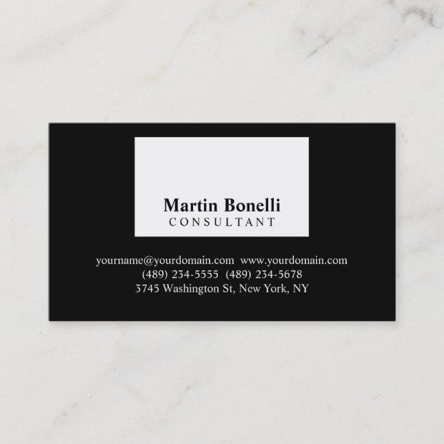 Black White Modernist Professional Business Card (Front)