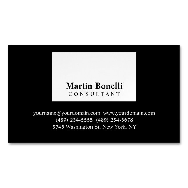Black White Modernist Professional Business Card (Front)