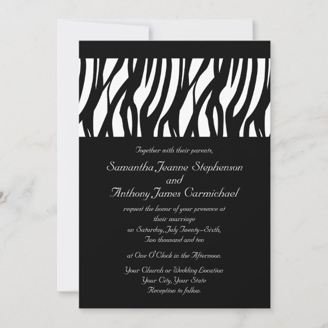 Black/White Modernist Stripe Wedding Invitations (Front)