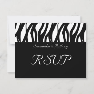 Black/White Modernist Stripe Wedding RSVP Cards