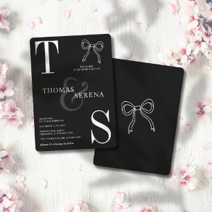 Black & White Monochrome Bold Chic Modern Bow Invitation