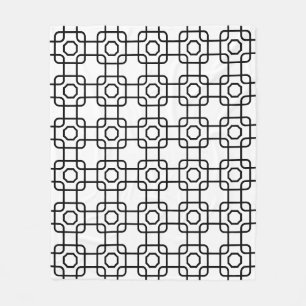 Black White Monochrome Geometric Square Pattern Fl Fleece Blanket