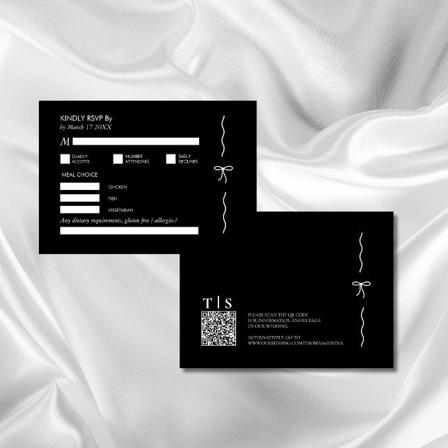 Black & White Monochrome Minimalist QR Code RSVP Card (Creator Uploaded)