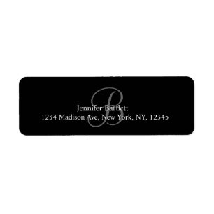 Black White Monogram Address Labels for Weddings