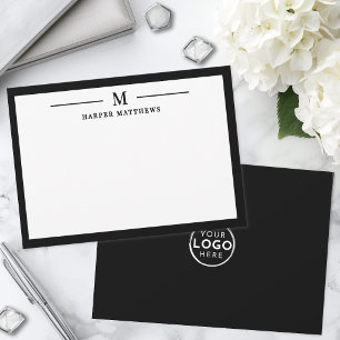 Black White Monogram Business Card