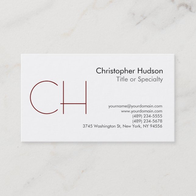 Black White Monogram Business Card (Front)