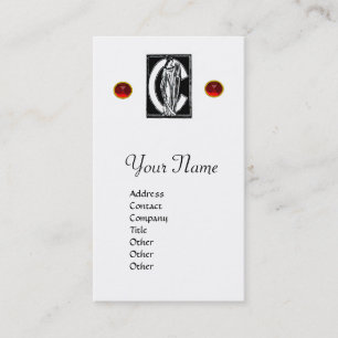 BLACK WHITE MONOGRAM C LETTER,RED RUBY GEM Pearl Business Card