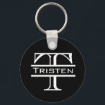 Black White Monogram Classic Name Key Ring<br><div class="desc">This design was created from my one-of-a-kind fluid acrylic painting. It may be personalised by clicking the customise button and changing the name, initials or words. You may also change the text colour and style or delete the text for an image only design. Contact me at colorflowcreations@gmail.com if you with...</div>
