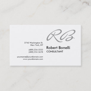 Black White Monogram Consultant Business Card