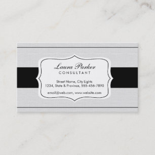 Black White Monogram Elegant Subtle Vintage Business Card