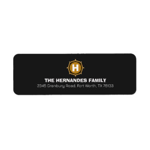 Black & White Monogram Family Name Return Address
