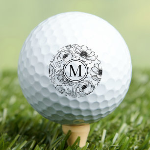 Black White  Monogram Golf Balls