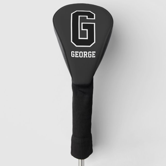 Black & White Monogram Golf Driver Head Cover (Front)
