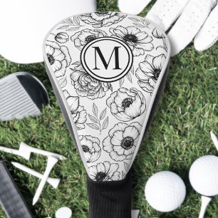 Black White Monogram Golf Head Cover