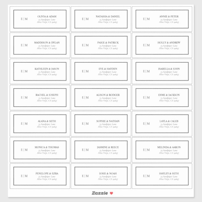 Black & White Monogram Guest Address  (Sheet)
