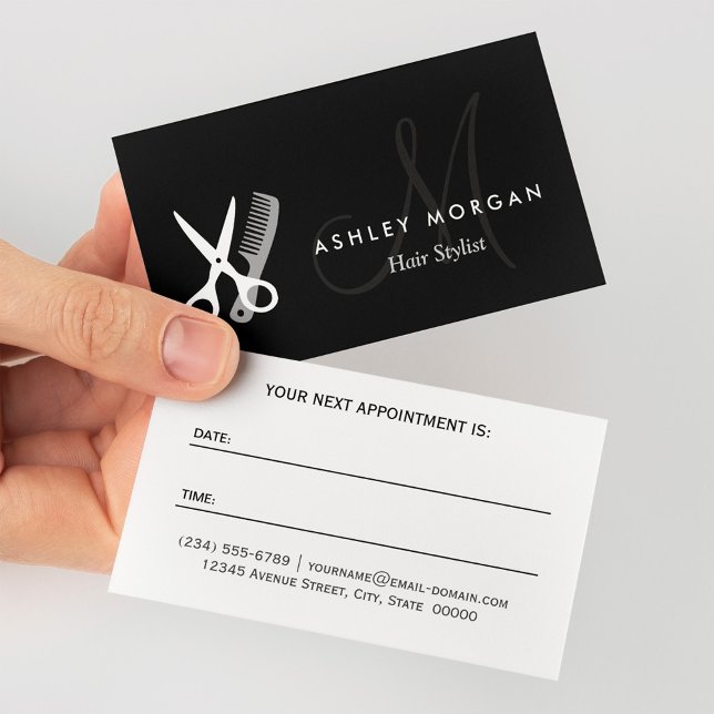 Black White Monogram Hair Hairstylist Appointment (Creator Uploaded)