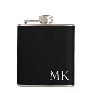 Black White Monogram Hip Flask