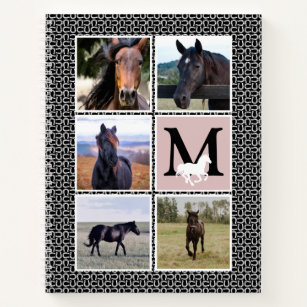 Black White Monogram Horse Photo Notebook