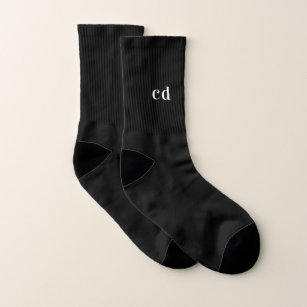 Black white monogram initails minimalist socks