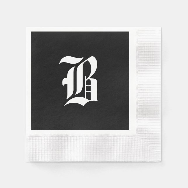 Black & White Monogram Initial B, Napkin (Front)