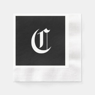 Black & White Monogram Initial C, Napkin