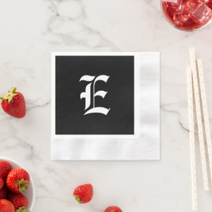 Black & White Monogram Initial E, Napkin