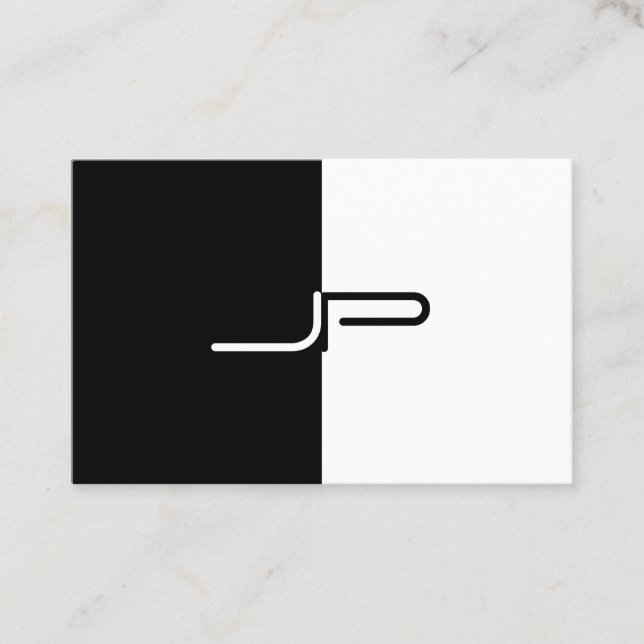 Black White Monogram Initial Elegant Modern Trendy Business Card (Front)