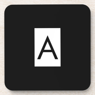 Black White Monogram Initial Letter Modern Plain Coaster