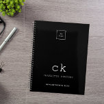 Black white monogram initials business 2025 planner<br><div class="desc">Black background and white text. Personalise and add your logo,  monogram initials,  name and a title year (any year). Your logo both on the front and the back.  Space for your website address on the  back.</div>