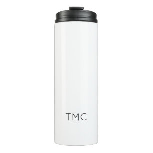 Black White Monogram Initials Classic  Thermal Tumbler