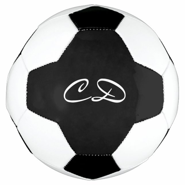 Black white monogram initials script football (Front)