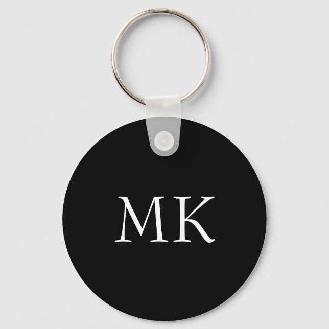 Black White Monogram  Key Ring (Front)