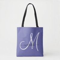 Black White Monogram Letter Script Name Periwinkle