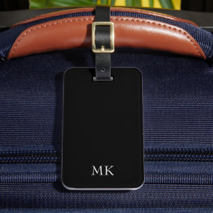 Black White Monogram  Luggage Tag