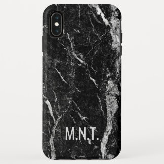 Black white monogram marble case gift for him her
