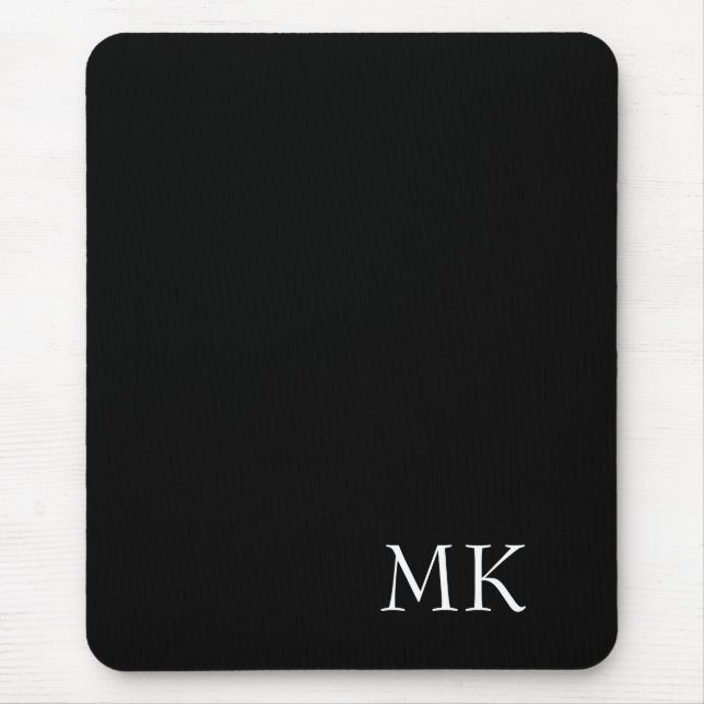 Black White Monogram  Mouse Mat (Front)