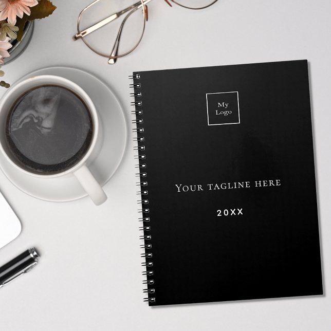 Black white monogram name logo business notebook (Creator Uploaded)