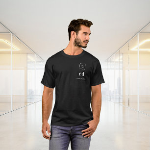 Black white monogram name logo business T-Shirt