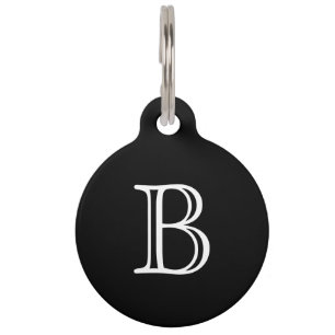 Black White Monogram Name Pet Tag