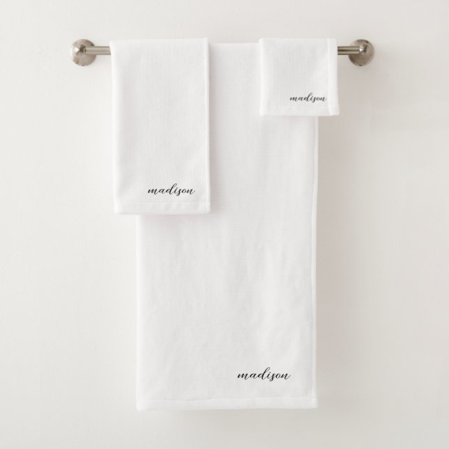 Black white Monogram Neutral Modern Minimalist Bath Towel Set (Insitu)