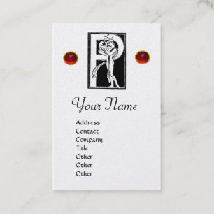 BLACK WHITE MONOGRAM P ALEPHABET LETTER,RED RUBY BUSINESS CARD