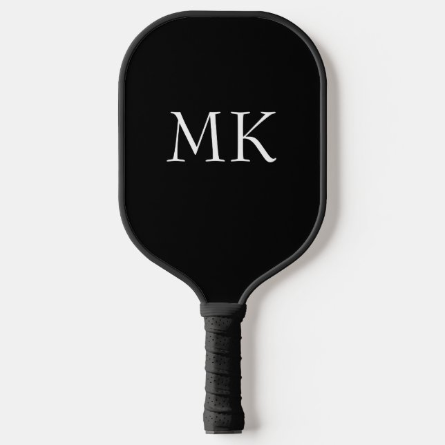 Black White Monogram  Pickleball Paddle (Front)