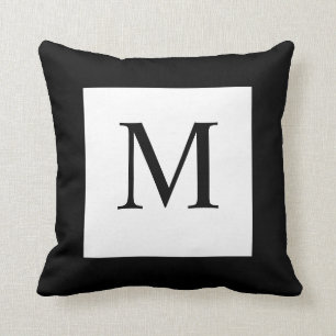 Black White Monogram Pillow