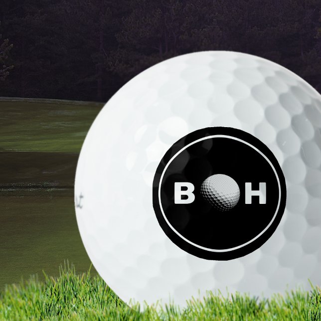 Black White Monogram to Identify Golfer Golf Bal Golf Balls (Creator Uploaded)