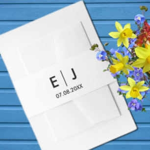 Black & White Monogram Wedding Invitation Belly Band