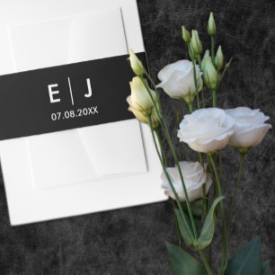 Black & White Monogram Wedding Invitation Belly Band