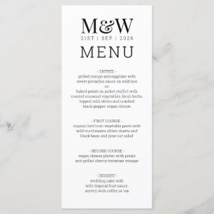 Black White Monogram Wedding Menu