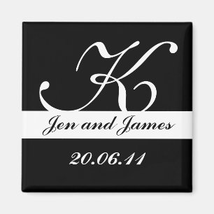 Black & White Monogram Wedding Save the Dates Magnet
