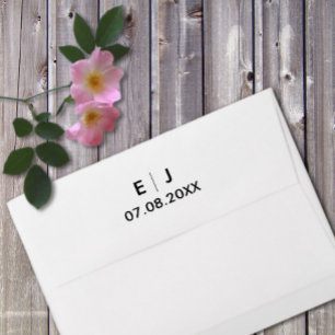 Black & White Monogram Wedding Self-inking Stamp