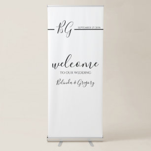 Black & White Monogram Wedding Welcome Sign
